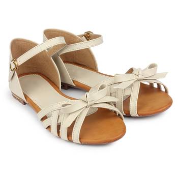 Do Bhai cream Flat Sandal For Women 1