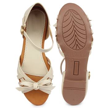 Do Bhai cream Flat Sandal For Women 5
