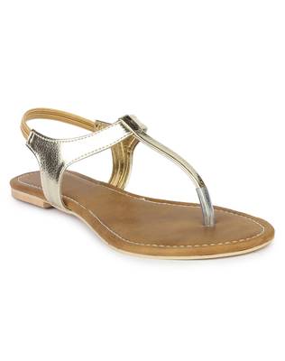Do Bhai gold Flat Sandal For Women 2