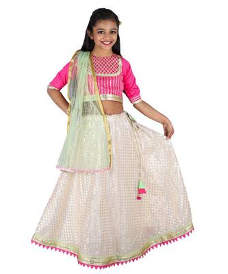 Pink and white lehnga Choli Set 1