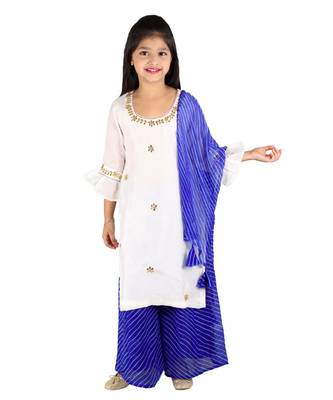 White and Blue Sharara Suit 1