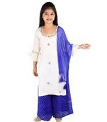 White and Blue Sharara Suit