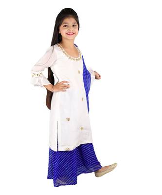 White and Blue Sharara Suit 2
