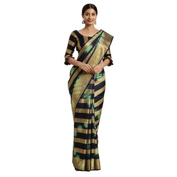 Multicolor printed cotton saree with blouse 1