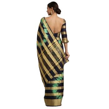 Multicolor printed cotton saree with blouse 2