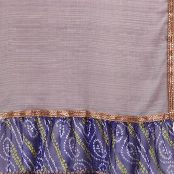 Grey printed chiffon saree with blouse 3