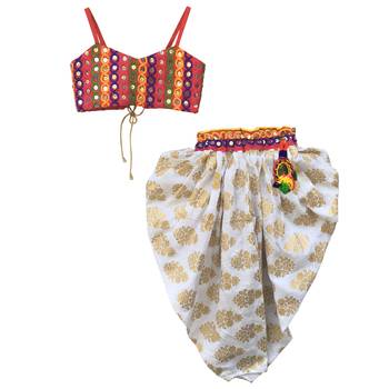 WHITE Girls's indowestern dhoti suit 2