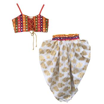 WHITE Girls's indowestern dhoti suit 3