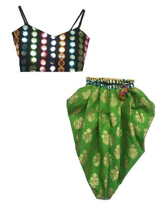 GREEN BLACK Girls's indowestern dhoti suit,salwar suit sets 2