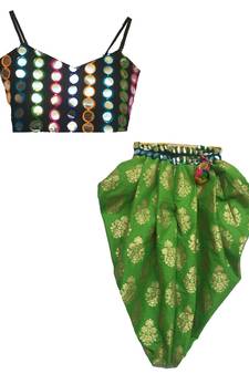 GREEN BLACK Girls's indowestern dhoti suit,salwar suit sets