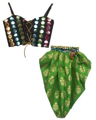 GREEN BLACK Girls's indowestern dhoti suit,salwar suit sets 3