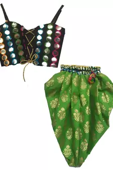 GREEN BLACK Girls's indowestern dhoti suit,salwar suit sets
