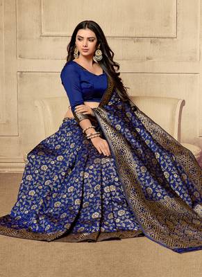 Royal blue woven art silk sarees saree with blouse 2