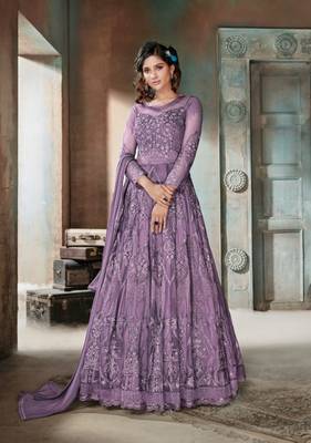 Lavender embroidered net salwar 1