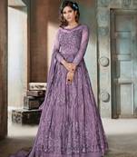 Lavender embroidered net salwar