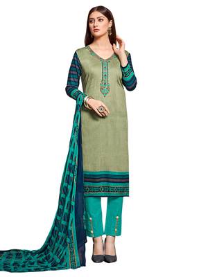 Green Embroidered Cotton Salwar 1