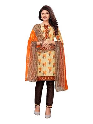 Beige Printed Polycotton Salwar 1