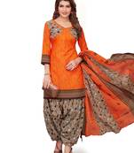 Orange Printed Polycotton Salwar