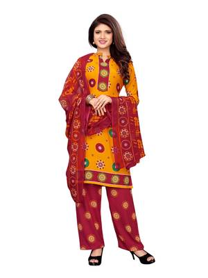 Yellow Printed Crepe Salwar 1