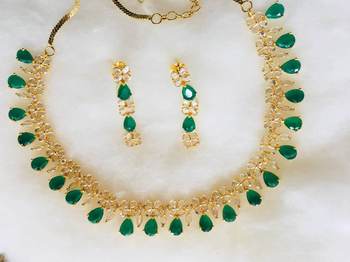 Cz American Diamond Necklace Earrings 