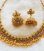 Temple Design Gold Plated  Necklace  Earring Set