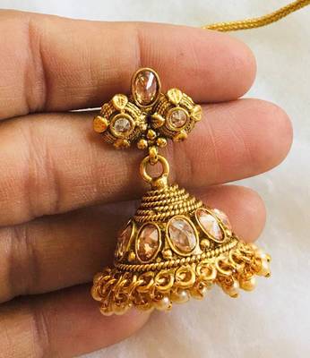 Temple Design Gold Plated  Necklace  Earring Set 2