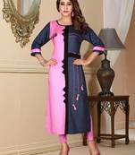 Pink printed rayon ethnic-kurtis