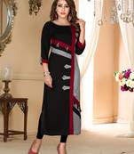 Black Printed Rayon Ethnic-Kurtis