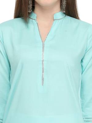 Sea-green embroidered rayon kurti with palazzo 4
