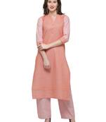 Orange printed cotton kurti with palazzo