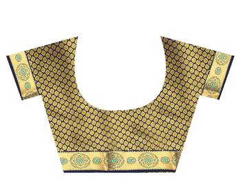 Blue Woven Art Silk Saree With Blouse 4