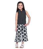 Black Printed Cotton Kid Shirt With Palazzo