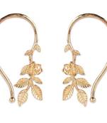 Rose Flower Leaves Cuff Earrings