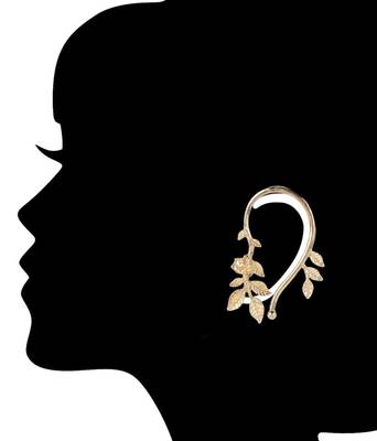 Rose Flower Leaves Cuff Earrings 2
