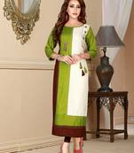 Light-green printed rayon ethnic-kurtis