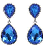 Blue Dual Droplet Drop Earrings