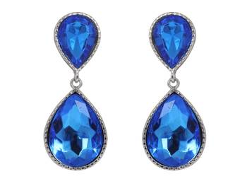 Blue Dual Droplet Drop Earrings 2