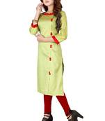 Light-green plain rayon ethnic-kurtis
