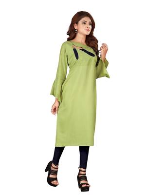 Light-green plain rayon ethnic-kurtis 1