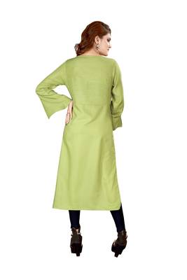 Light-green plain rayon ethnic-kurtis 3