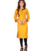 Mustard plain rayon ethnic-kurtis