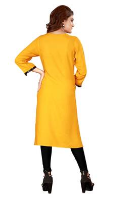 Mustard plain rayon ethnic-kurtis 3