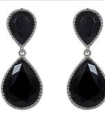 Black Dual Droplet Drop Earrings