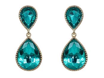Green Dual Droplet Drop Earrings 2