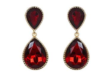 Maroon Dual Droplet Drop Earrings 2