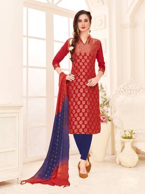 Red Weaved Banarasi Cotton Salwar 1