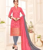 Pink Weaved Banarasi Cotton Salwar