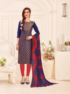 Navy-Blue Weaved Banarasi Cotton Salwar 1