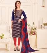 Navy-Blue Weaved Banarasi Cotton Salwar