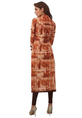 Women'S Brown Cotton Printed Straight Fit Readymade Kurta 2